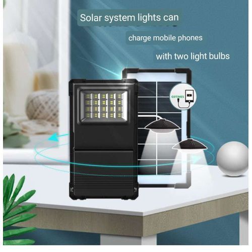8" Rechargeable Table Fan With 2 DC Bulb+ Solar Panel