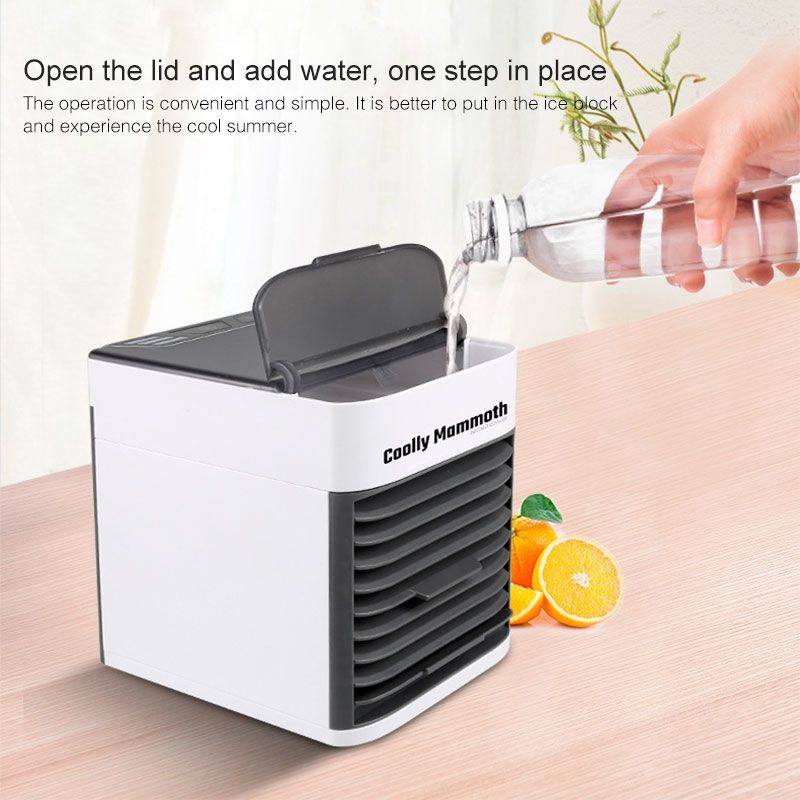 Portable Mini USB Charging TV Air Conditioner Desktop Electric Fan Air Cooler (Black)