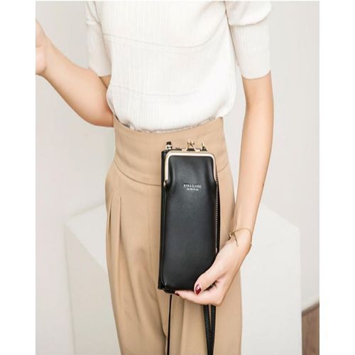 Women Mobile Phone Bag Adjustable Shoulder Crossbody Strap Daily Essentials Purse - Black