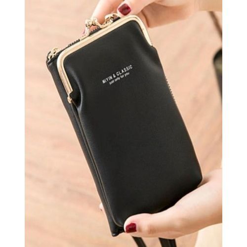 Women Mobile Phone Bag Adjustable Shoulder Crossbody Strap Daily Essentials Purse - Black