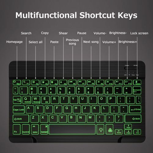 10" Wireless BT Keyboard Ultra-thin Rechargeable Mixed Light