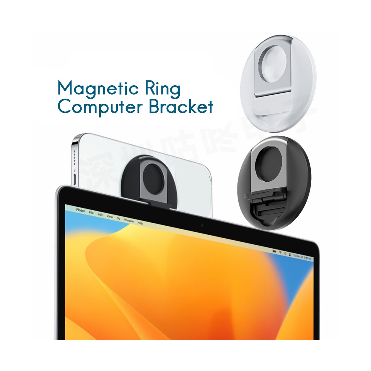 Magnetic Mobile Phone Holder for for Continuity Camera Mount Round Ring Support Kickstand Black