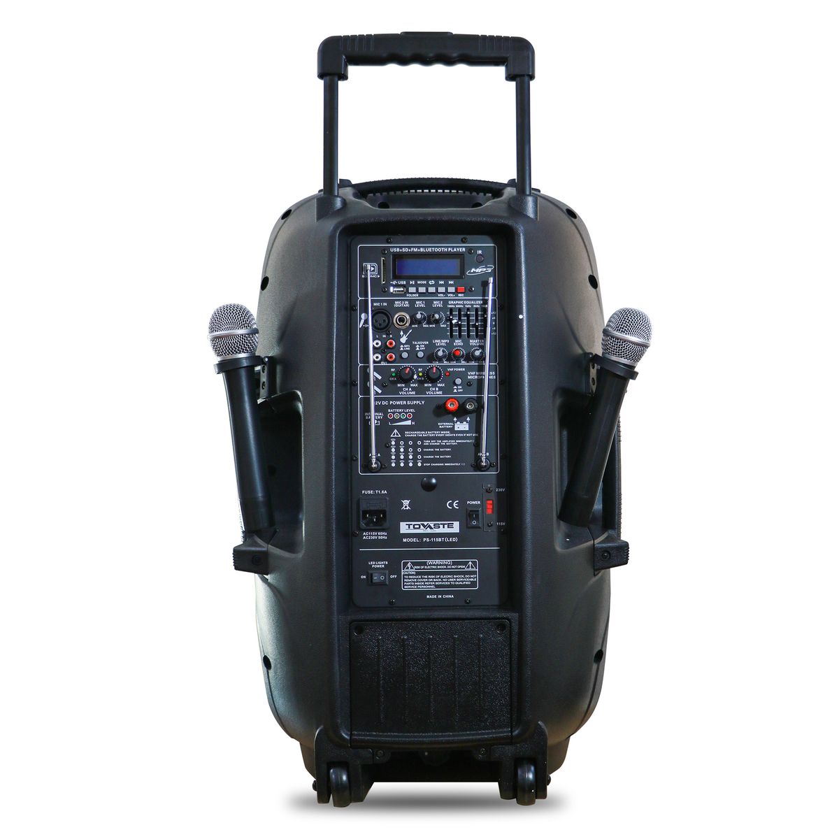 PS-115BTLED P.A SYSTEM With 2 Wireless Microphone