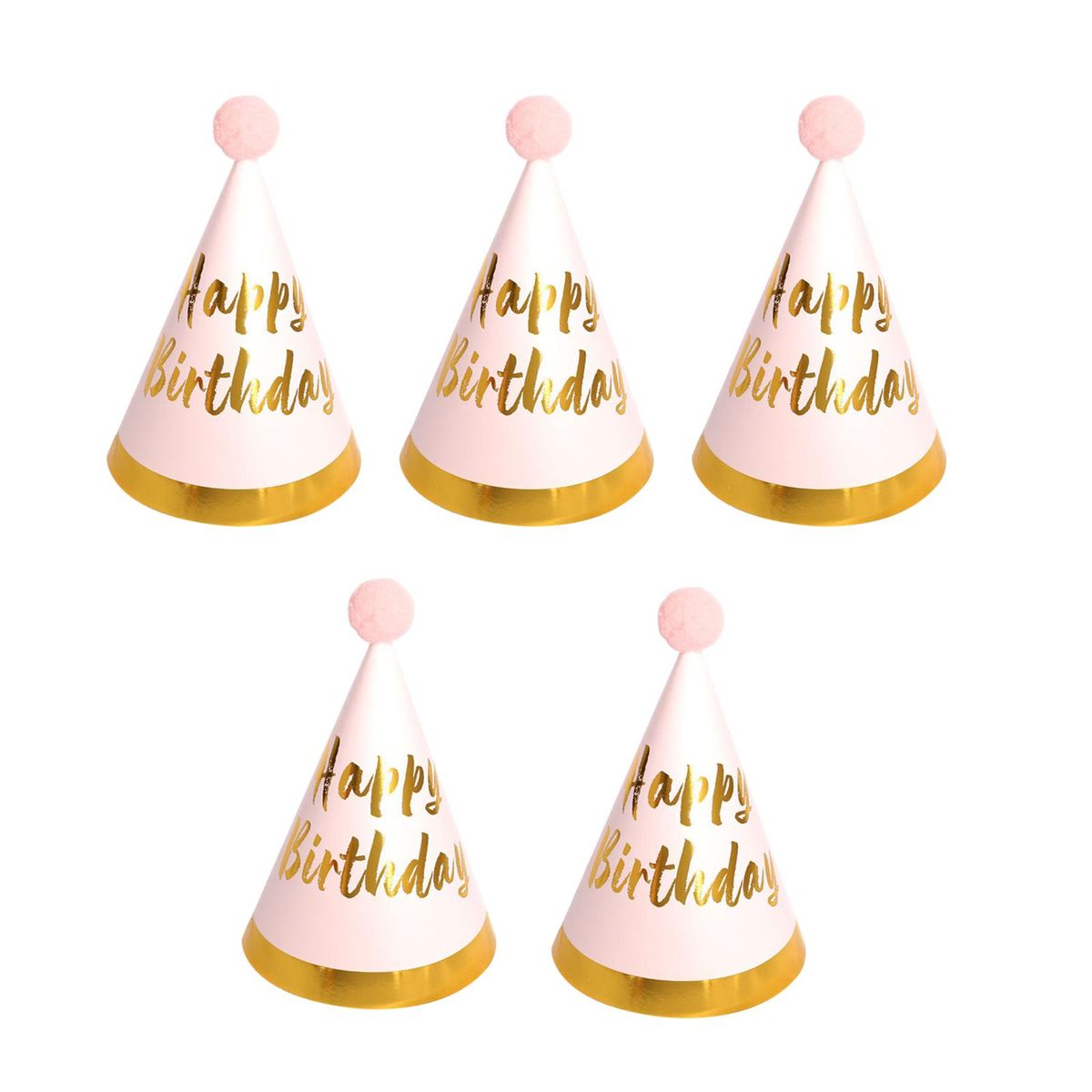 5Pcs Birthday Hats Beautiful Lightweight Portable-Pink One
