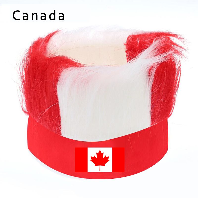(Canada)10pcs 2022 Football Match Countries Wigs Crazy Cheer