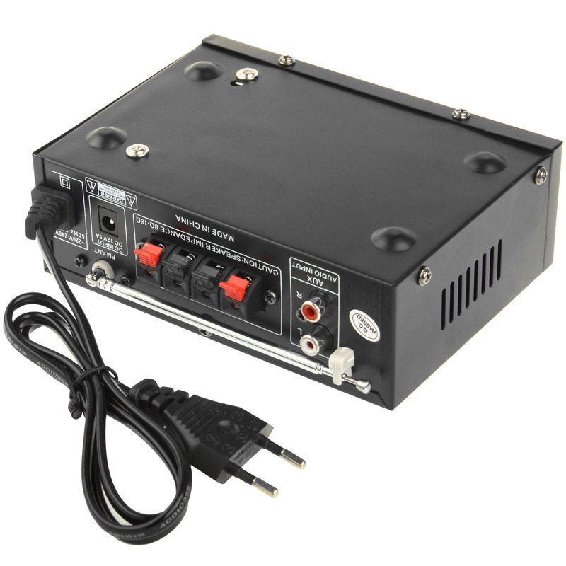 HiFi Stereo Audio MP3 Power Amplifier With Remote Control, Support FM USB SD MMC Card, Digital Player 180W + 180W (AK-699D)(Black)