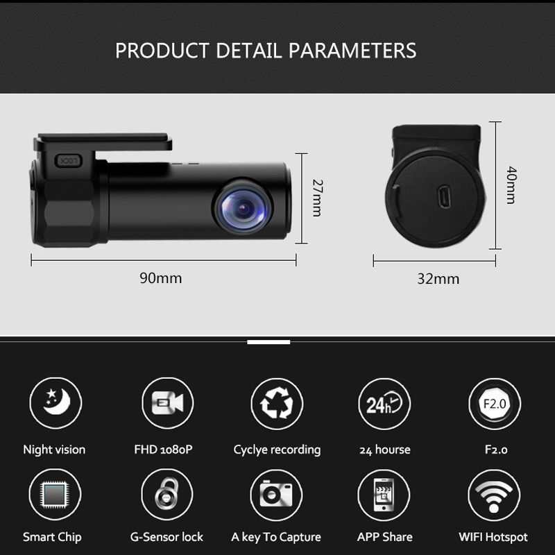 Dash Cam Mini WIFI Car DVR Camera Digital Registrar Video Recorder DashCam Auto Camcorder Wireless DVR APP Monitor