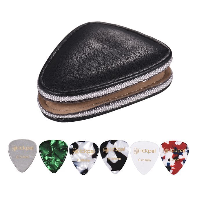 Guitar Picks Holder Case Bag PU Synthetic Leather With 6pcs