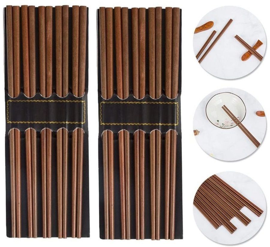 Pack Of 10 Reusable Chinese Chopsticks/Wooden Chopsticks