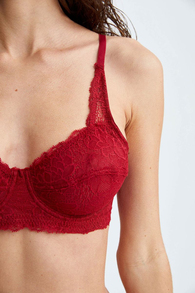 Woman Casual Wire Underwear Bra - Bordeaux