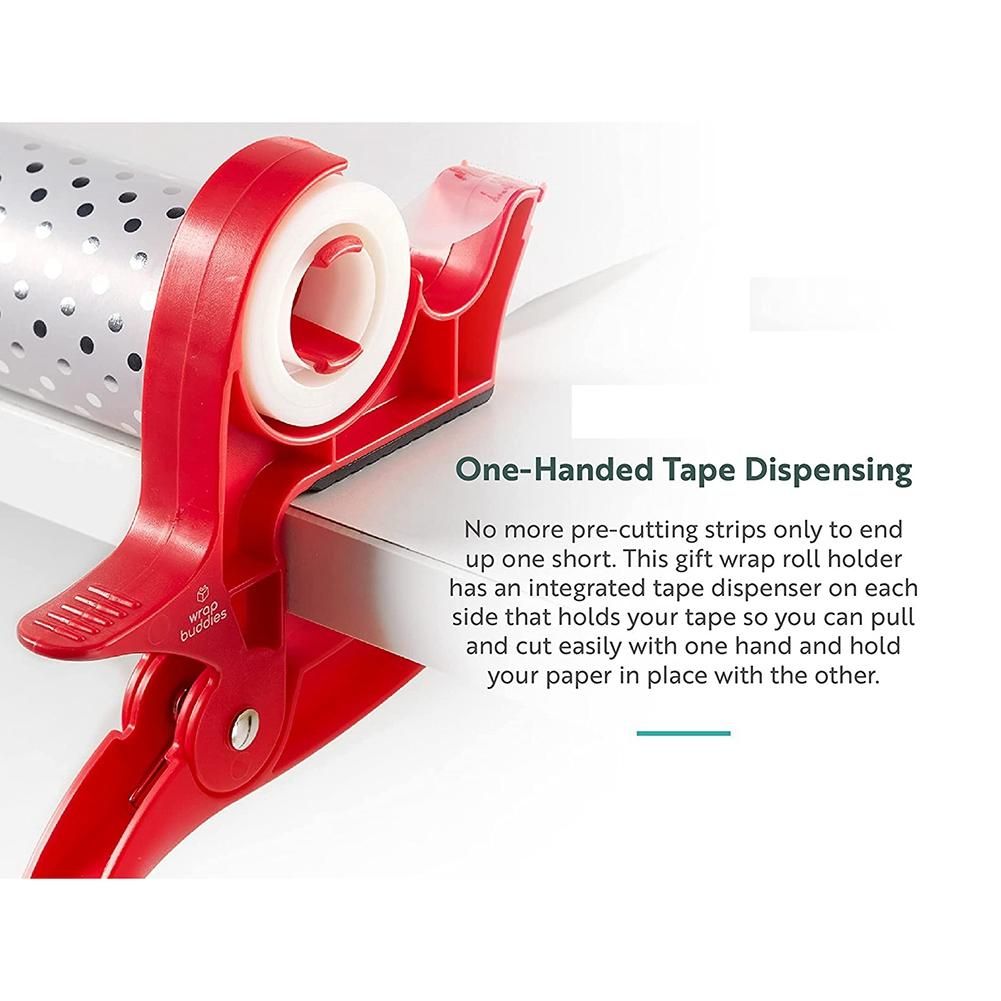 1 Pairs Packaging Dispenser Tabletop Gift Wrapping Tool Tape Dispenser Paper Roll Holder Clip Red