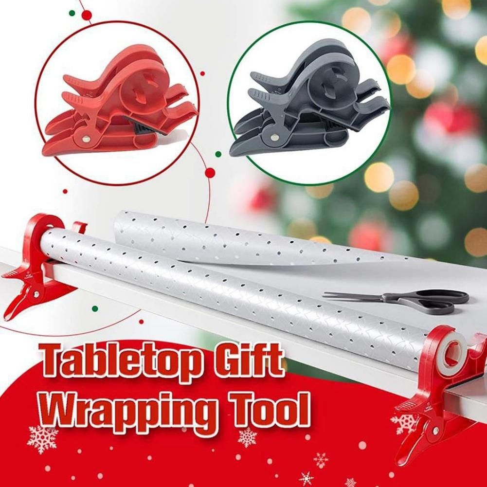1 Pairs Packaging Dispenser Tabletop Gift Wrapping Tool Tape Dispenser Paper Roll Holder Clip Red