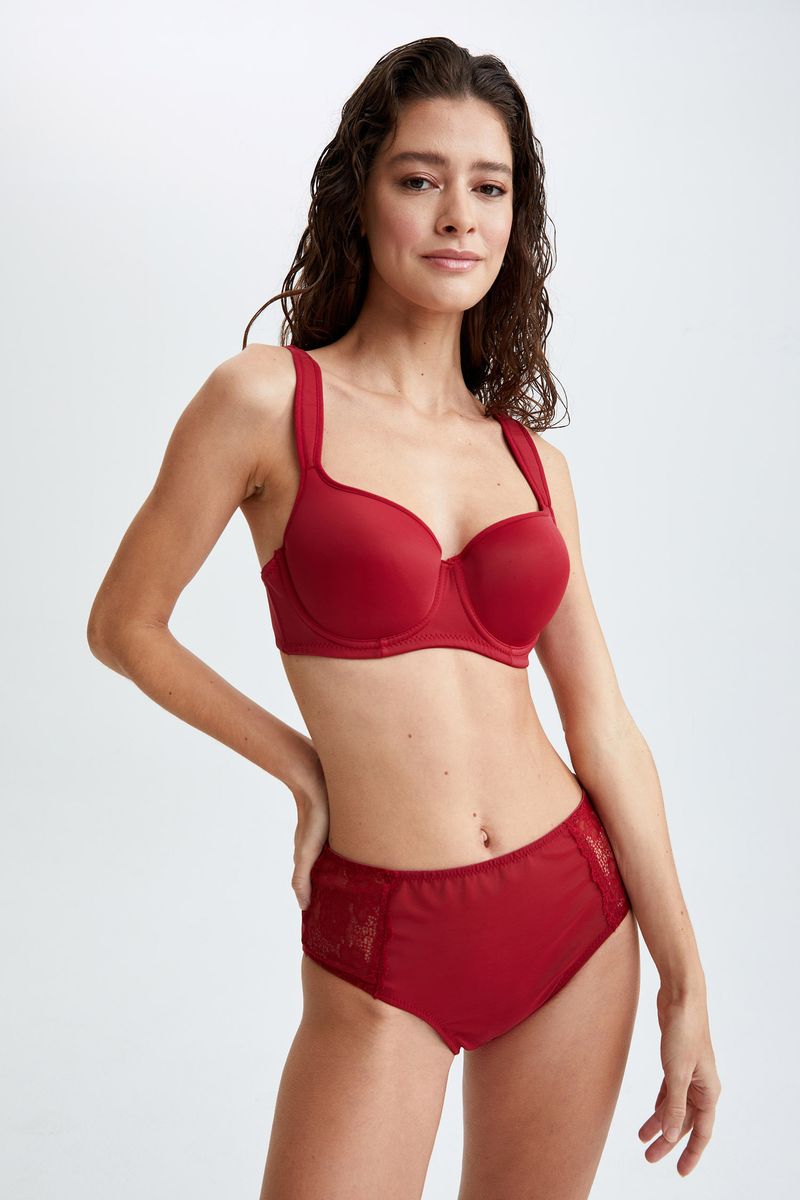 Woman Casual T-Shirt Underwear Bra - Bordeaux