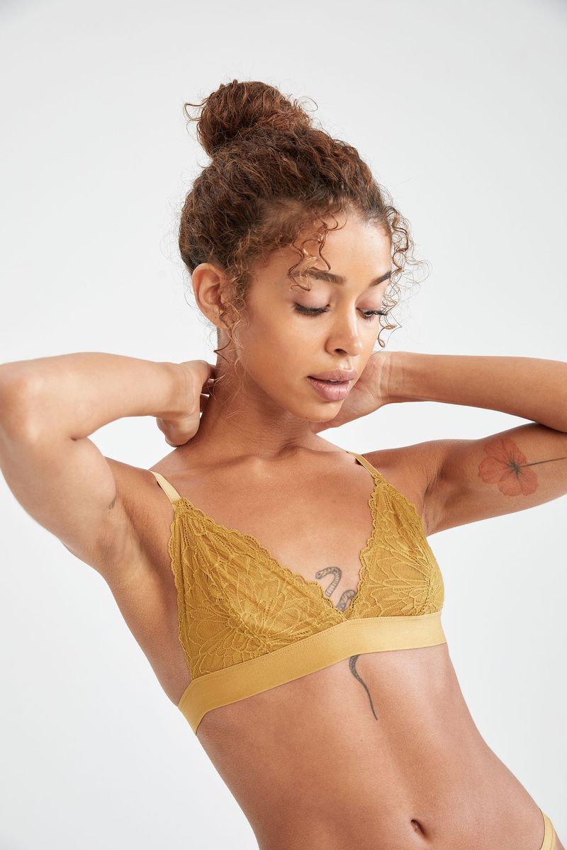 Woman Triangle Underwear Bra - Gold