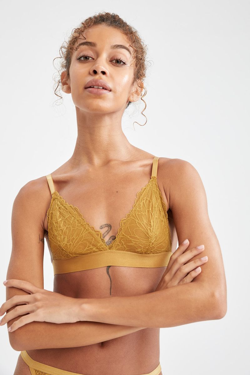 Woman Triangle Underwear Bra - Gold