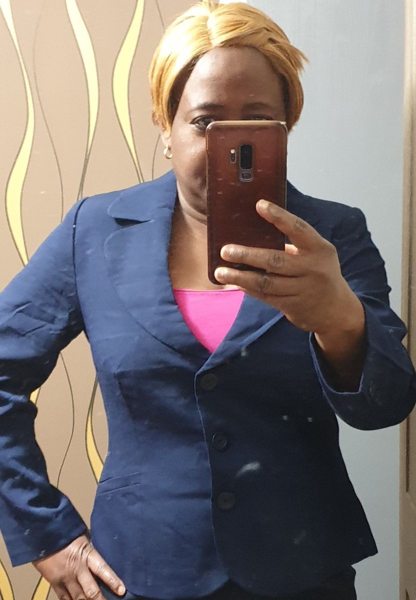 OFFICE/COOPERATE LADIES LAPEL COLLAR BLAZER-NAVY BLUE