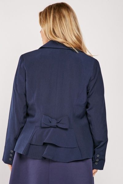 OFFICE/COOPERATE LADIES LAPEL COLLAR BLAZER-NAVY BLUE