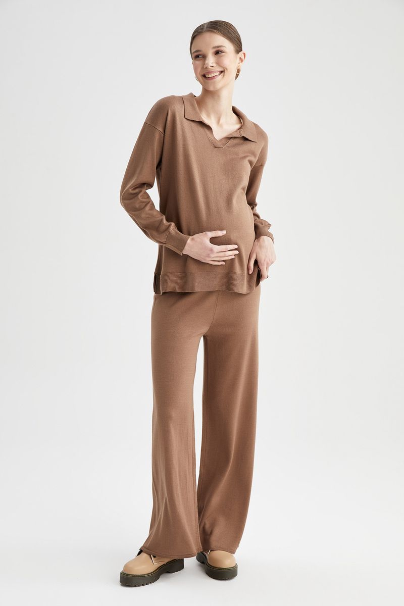 Woman - Regular Fit Tricot Maternity Tops - Beige