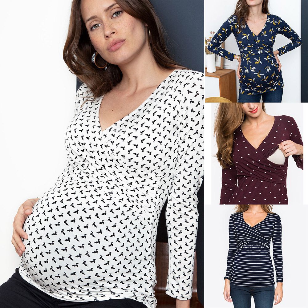 Maternity Tshirt 2021 Spring Women Mom Pregnant Nursing Baby Long Sleeved Tops