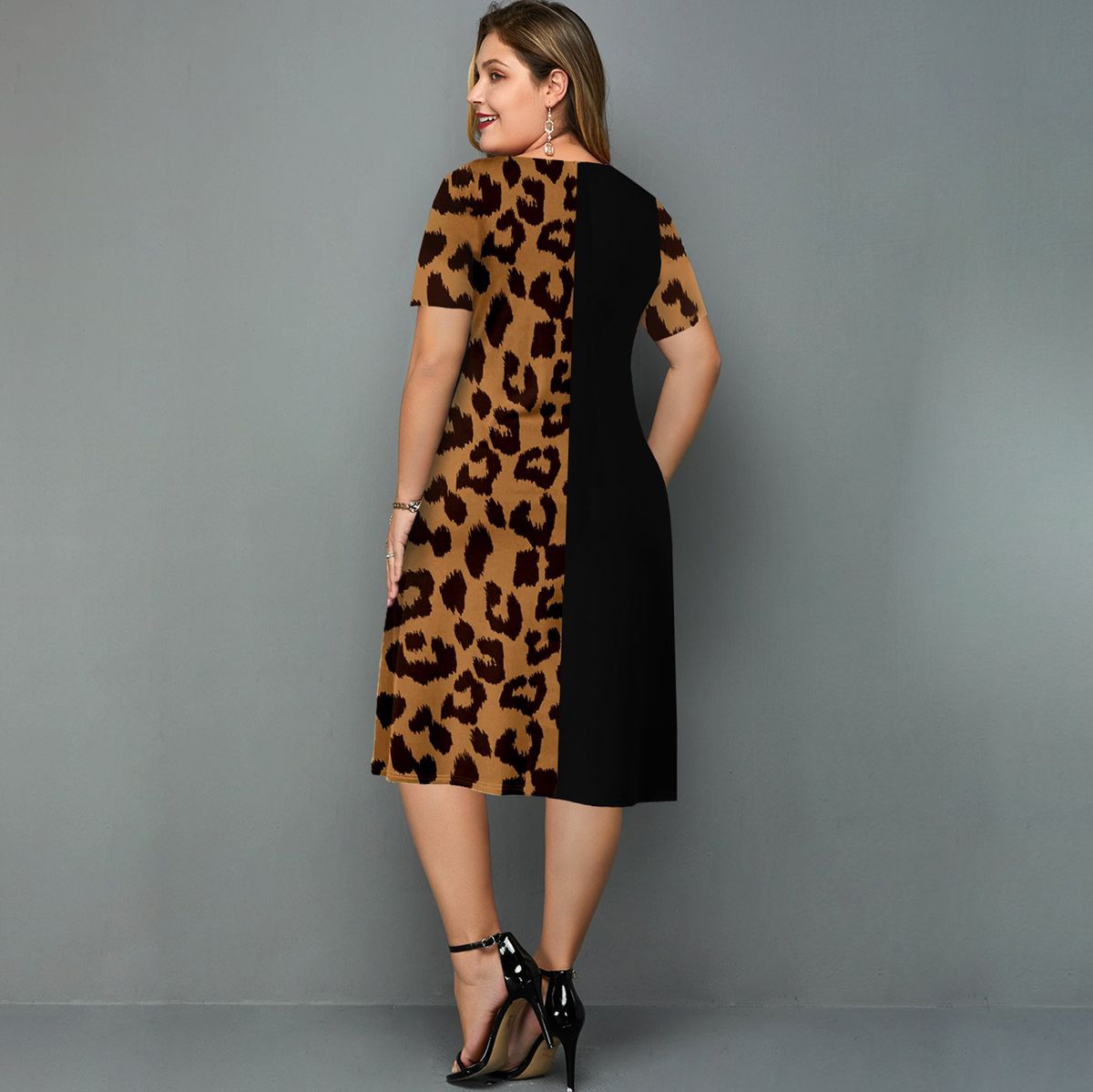 2023 Fashion Women's Leopard Dress Knee Length Dresses Casual For Work & Date Dresses LH022
