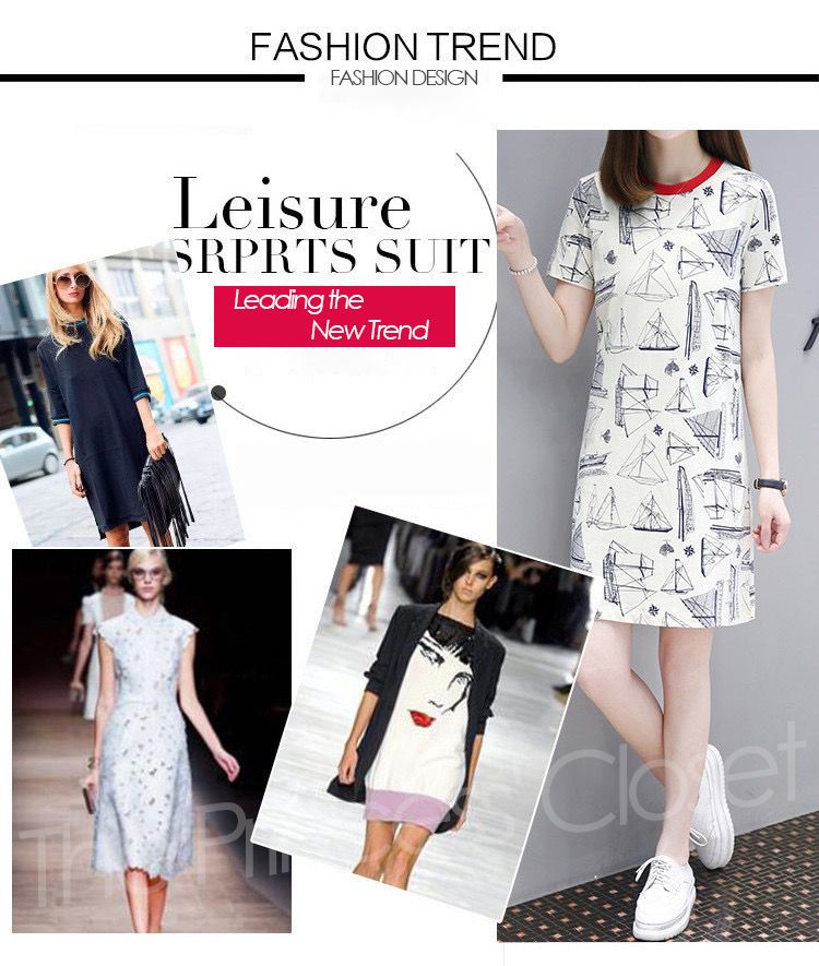 D18 Office Lady Geometry Print Short Sleeve Dress-Multi
