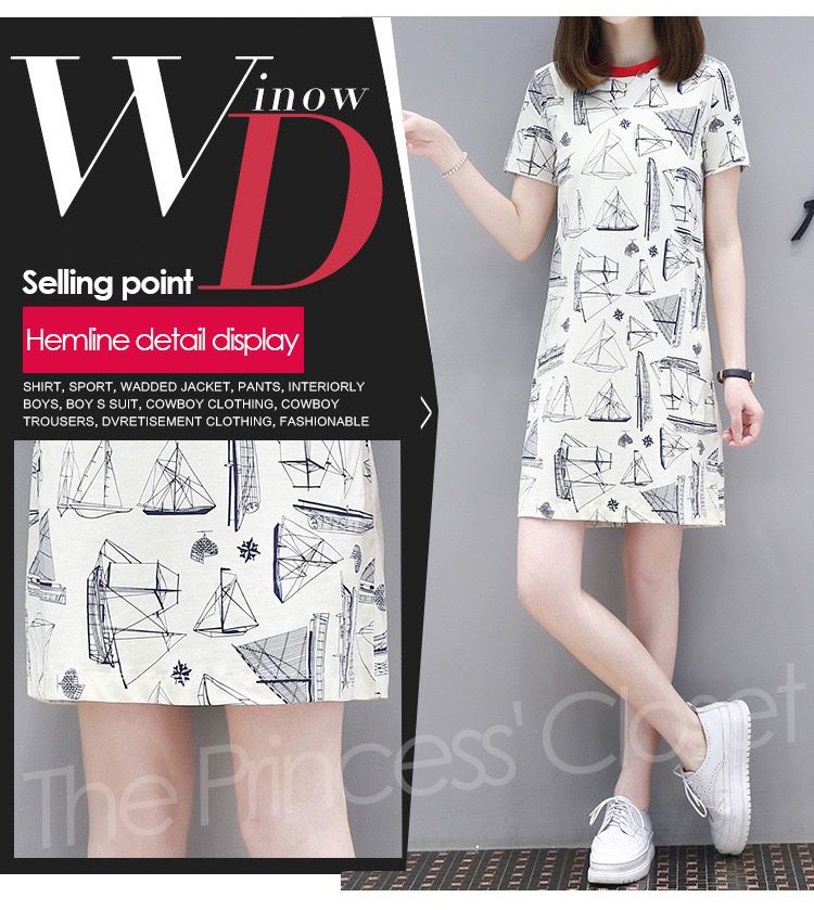 D18 Office Lady Geometry Print Short Sleeve Dress-Multi