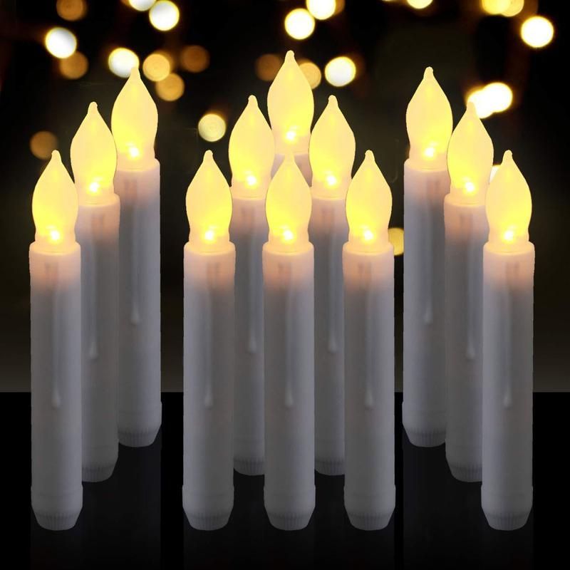 12 PCS LED Electronic Candle Light Less Candle Light-Black