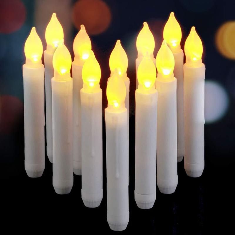 12 PCS LED Electronic Candle Light Less Candle Light-Black
