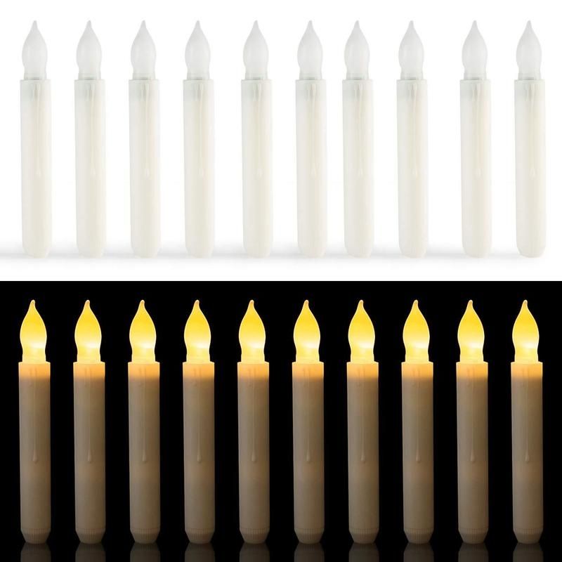 12 PCS LED Electronic Candle Light Less Candle Light-Black