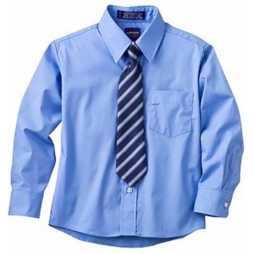 Kid's Formal Shirt With Matching Tie -Light Blue & Striped Blue