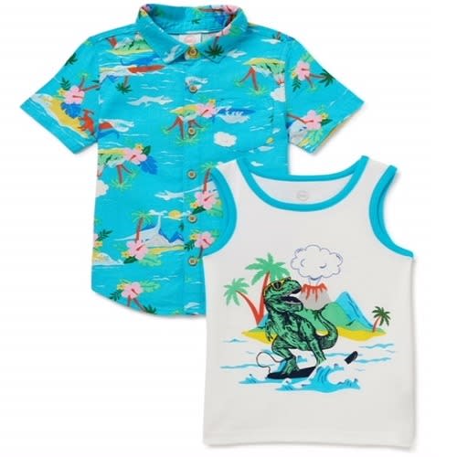 Baby & Toddler Boys Short Sleeve Shirt + Tank Top Set
