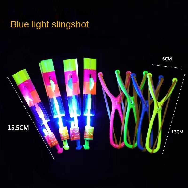 10pc Outdoor Catapult Luminous Slingshot Toy LED Light Emitting In The Dark, Flickering Arrow Propeller Bamboo Dragonfly Toy