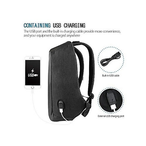 Anti Theft Security Travel Laptop Backpack With USB Port And Lock-Black