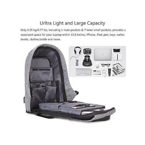 Anti Theft Security Travel Laptop Backpack With USB Port And Lock-Black