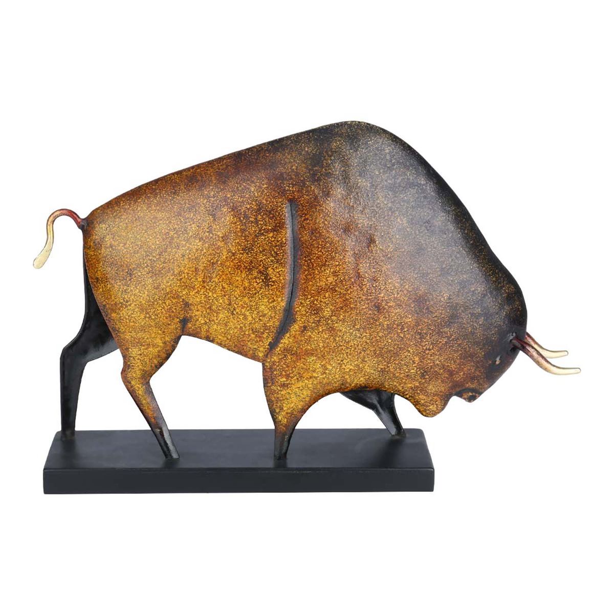 Tooarts Animal Sculpture Iron American Bison Sculpture Art