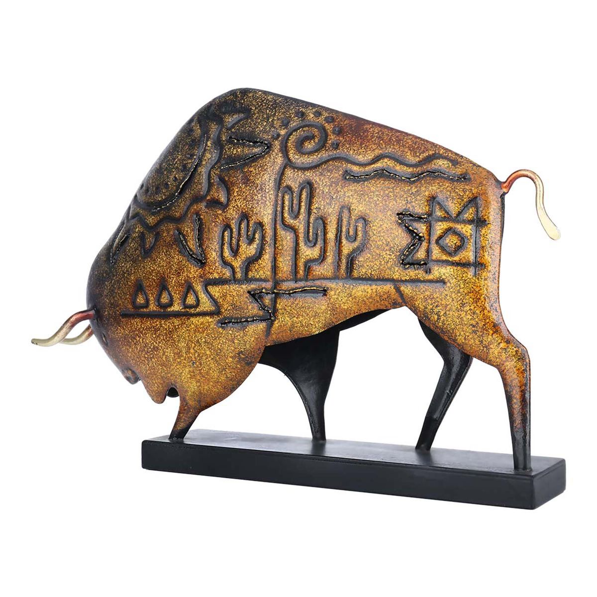 Tooarts Animal Sculpture Iron American Bison Sculpture Art