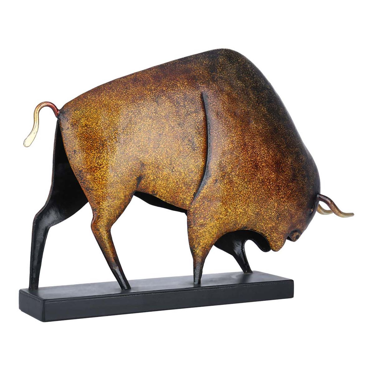 Tooarts Animal Sculpture Iron American Bison Sculpture Art