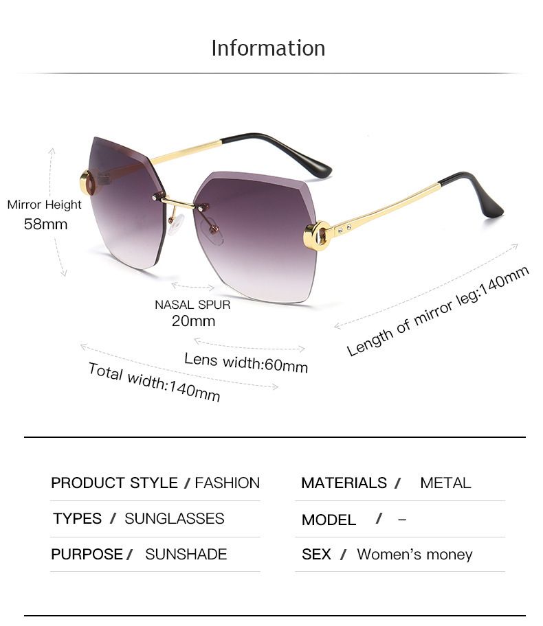 Diamond Trimming Cut-Edge Ladies UV Protection Sunglasses