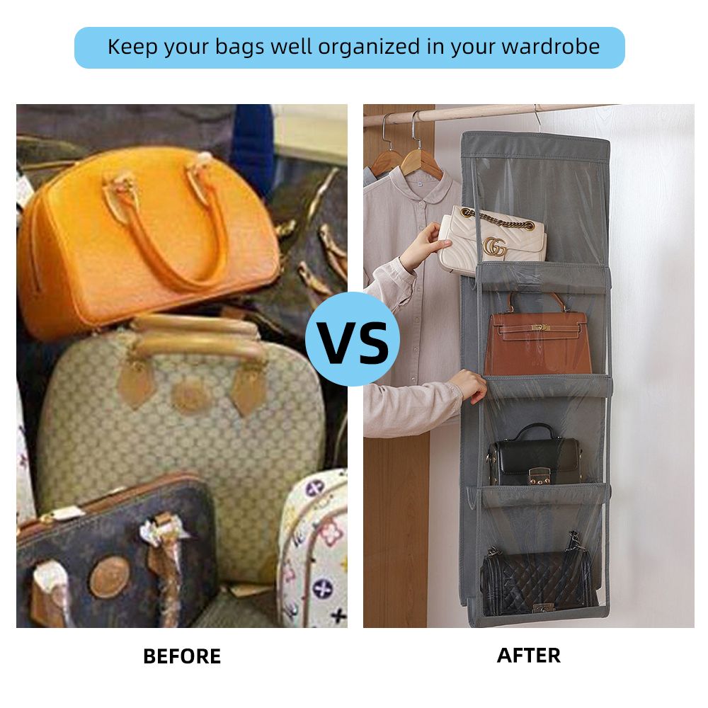 4-layer Handbag Purse Dust-proof Organizer With 8 Pockets