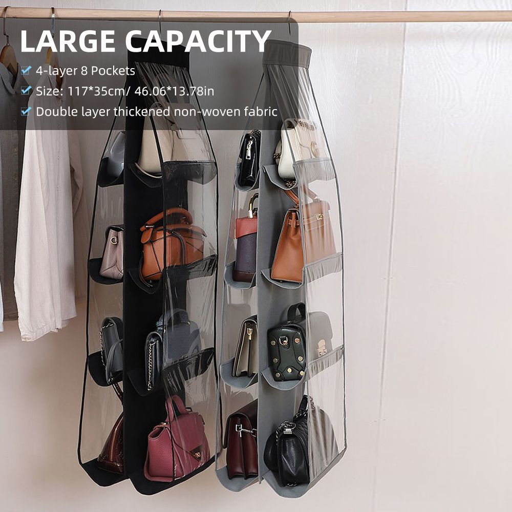 4-layer Handbag Purse Dust-proof Organizer With 8 Pockets
