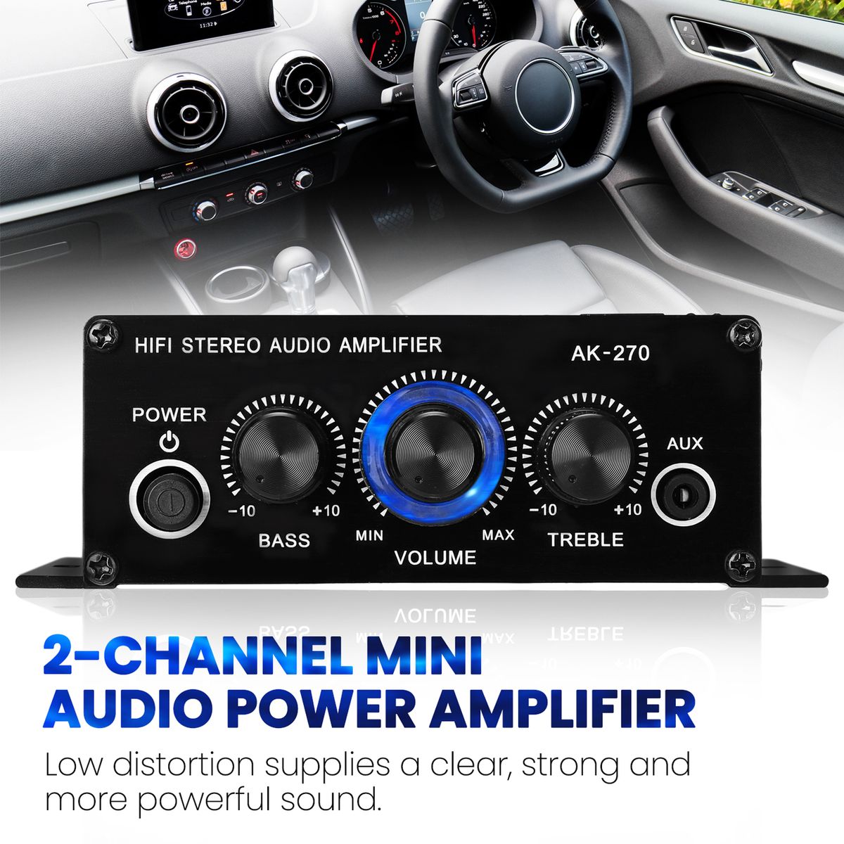 AK270 Mini Audio 2-Channel Stereo Power Amplifier Portable