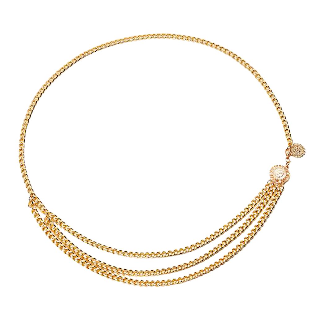 2pcs Women's  Layered Body Chain Gold Waist Chain Belly