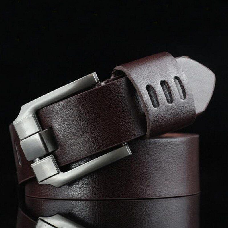 Vintage PU Leather Belt Men's Punk Cowboy Casual Pin Buckle Belt High New Quality Mens Belt For Jeans Long 110cm(Black)