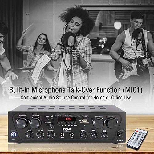 Pyle Wireless Karaoke Bluetooth Stereo Receiver  4 Channel P
