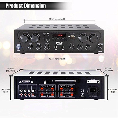 Pyle Wireless Karaoke Bluetooth Stereo Receiver  4 Channel P