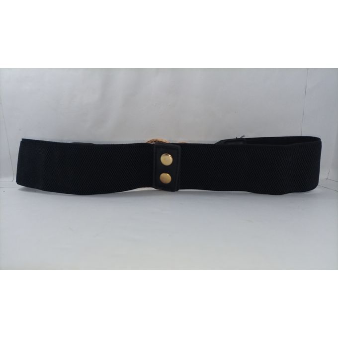 Classic Elastic Chain Design Waist Belt Black