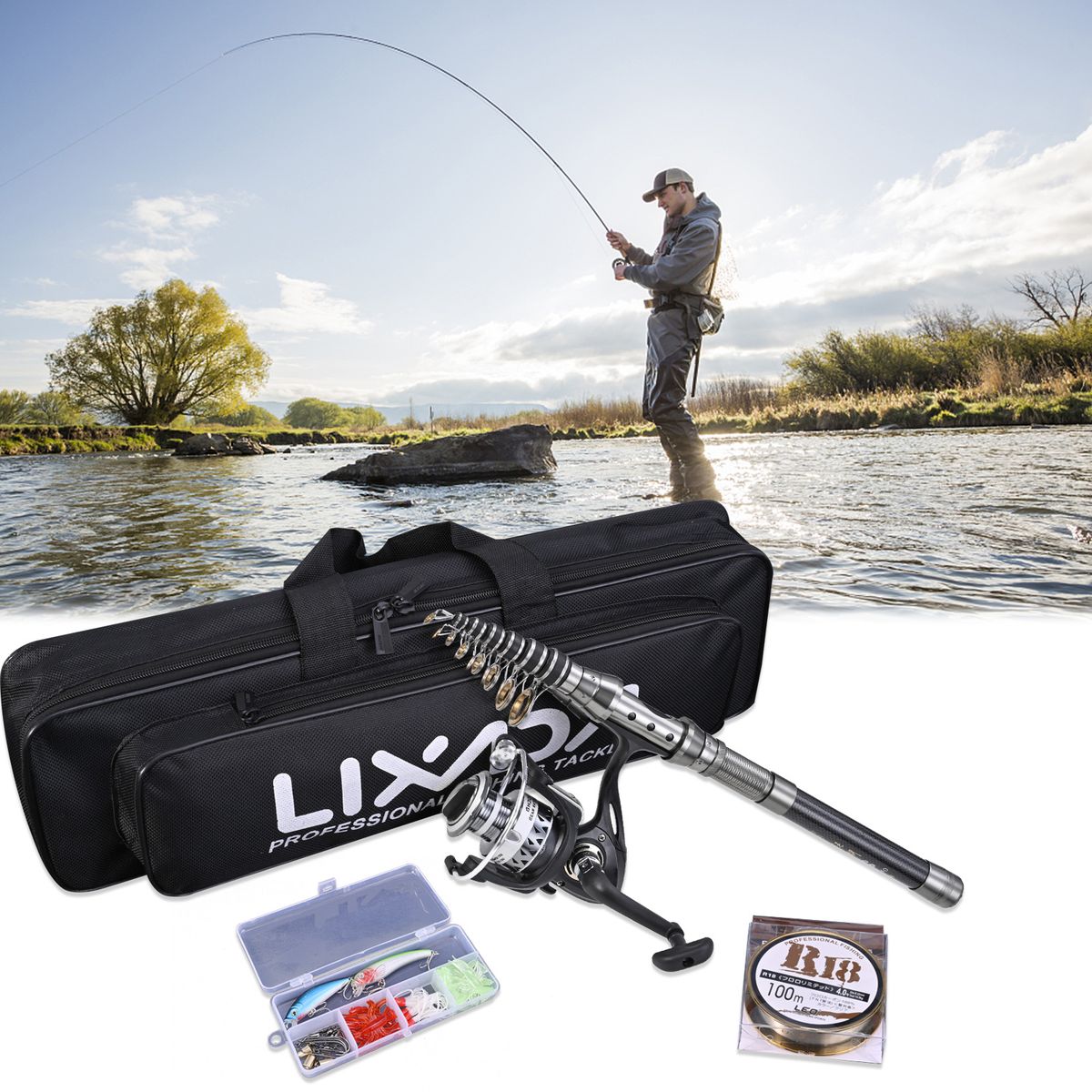 Telescopic Fishing Reel Carbon Fiber Fishing Rod Spinning