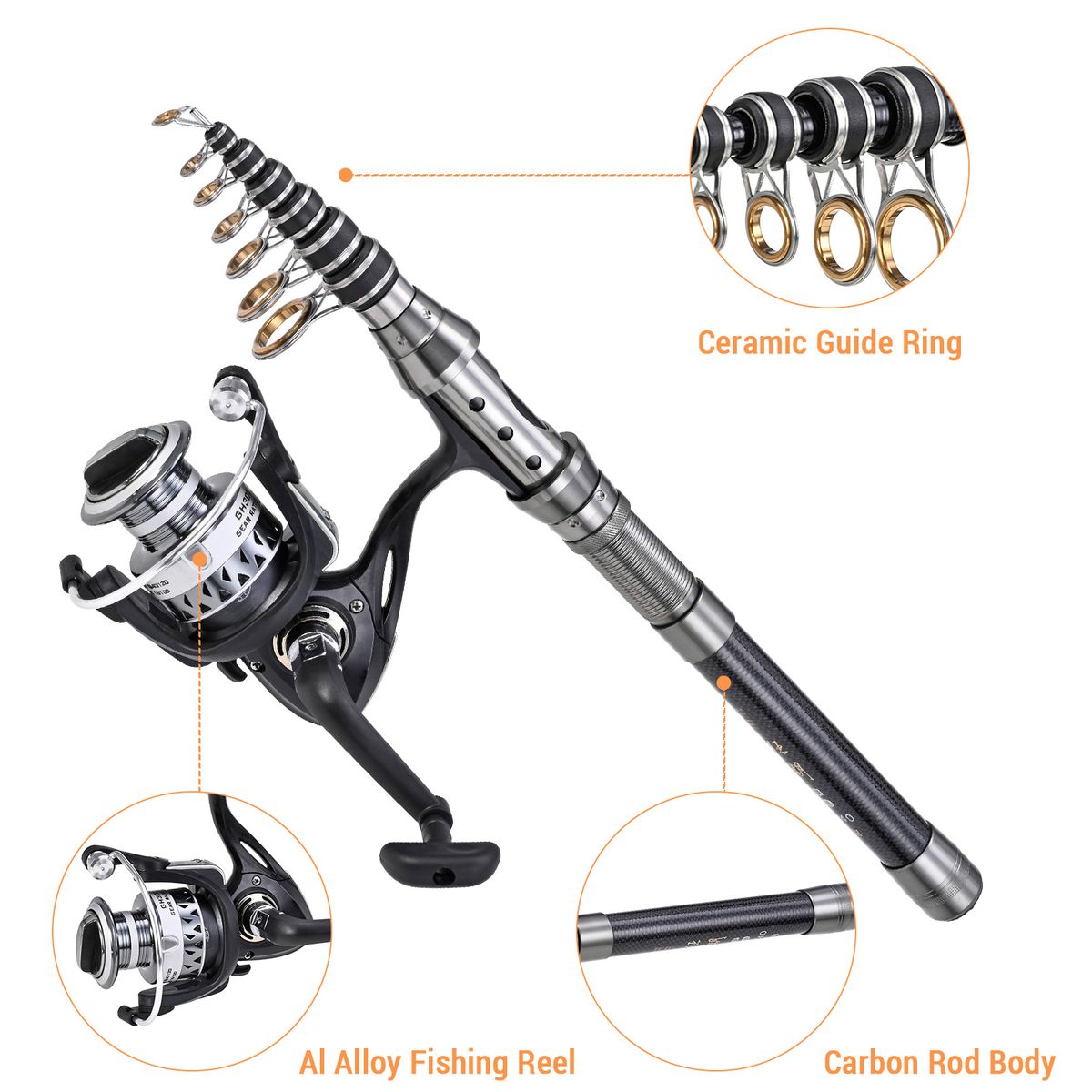 Telescopic Fishing Reel Carbon Fiber Fishing Rod Spinning