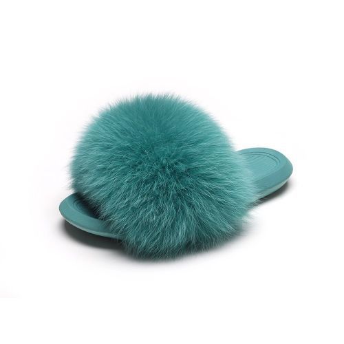 Fluffy Slippers Real Fox Fur Slides