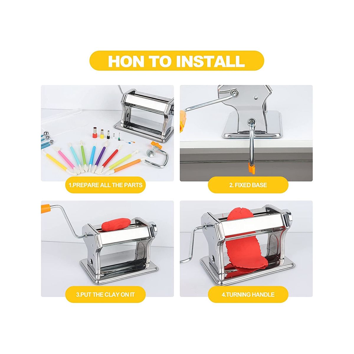 Polymer Clay Roller Machine Set Stainless Steel Polymer